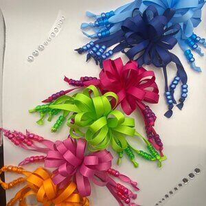 6 PCS Handmade Hair Bows for girls with barrette clips and color ribbons -COD59